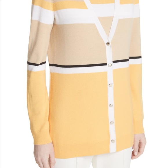 New $695 St John Stripe Jersey Knit Cardigan - Picture 3 of 8